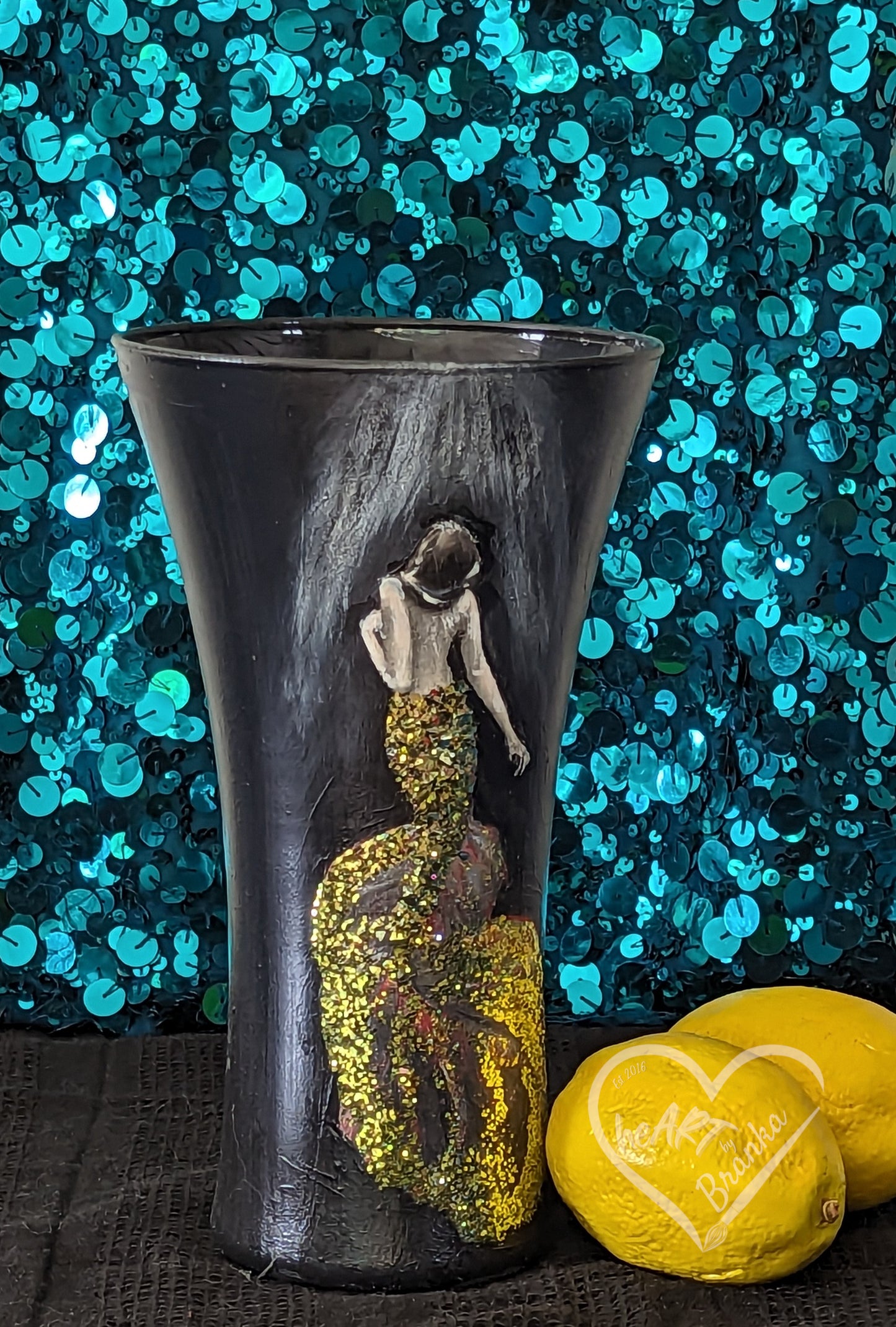 Vase Gold Mermaid on Black