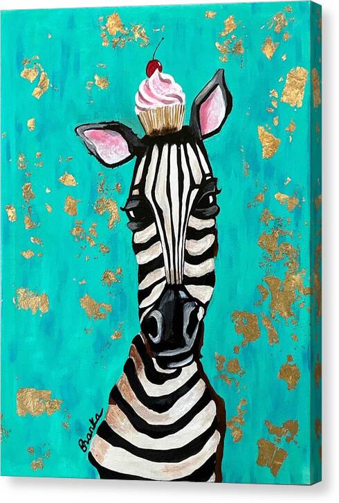 Cafe Art Cupcake Zebra - Canvas Print