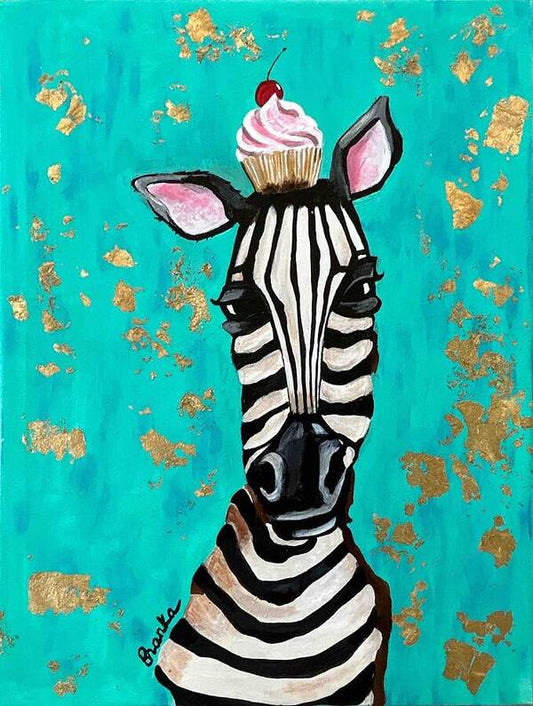 Cafe Art Cupcake Zebra - Art Print