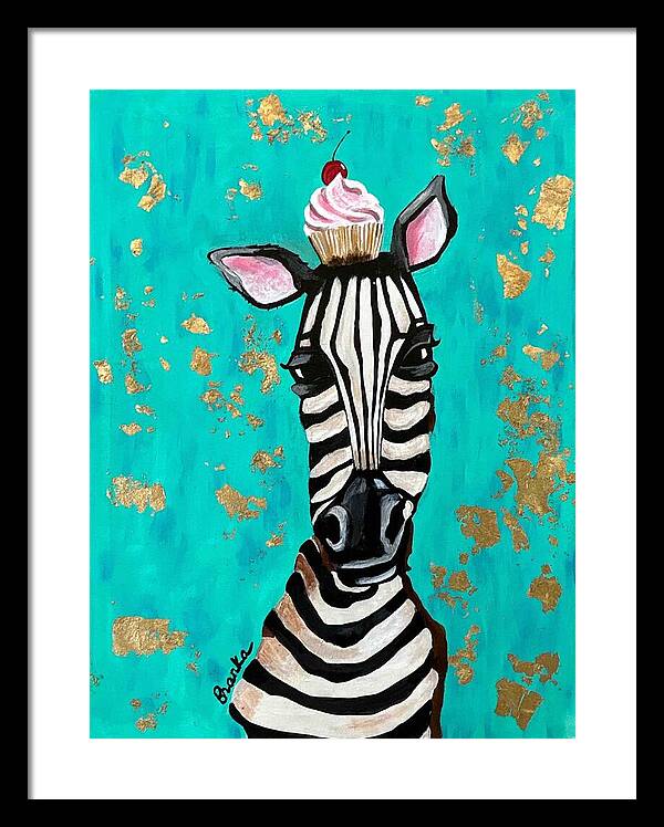 Cafe Art Cupcake Zebra - Framed Print