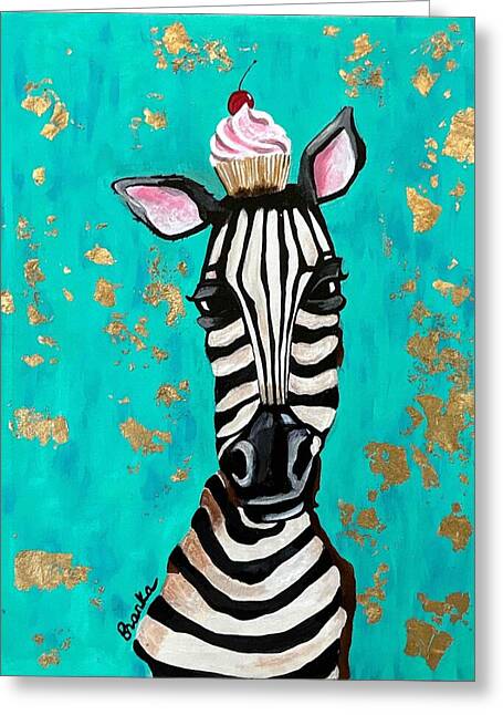 Cafe Art Cupcake Zebra - Greeting Card