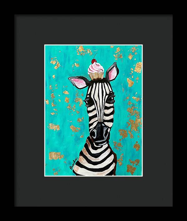 Cafe Art Cupcake Zebra - Framed Print