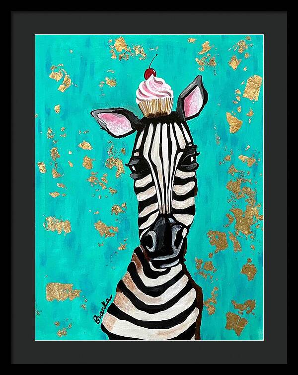 Cafe Art Cupcake Zebra - Framed Print