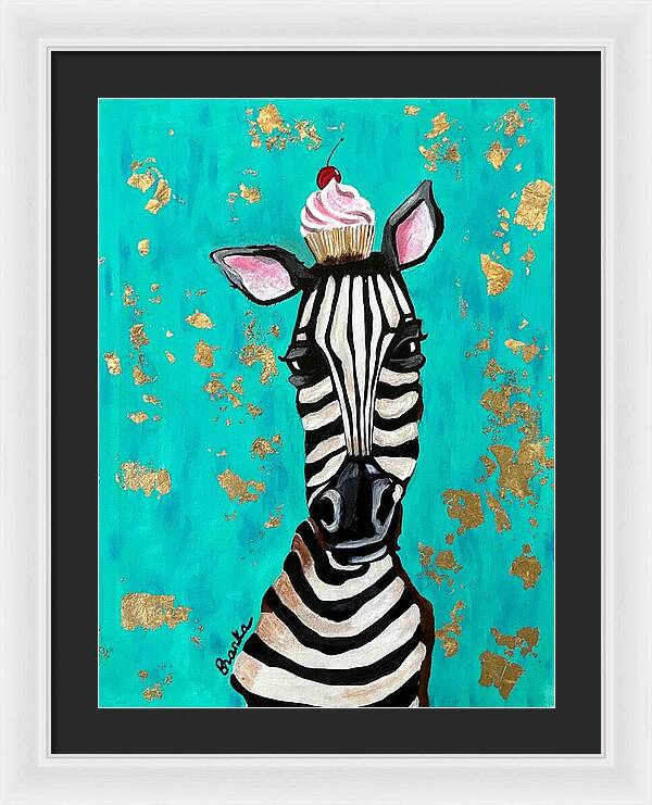 Cafe Art Cupcake Zebra - Framed Print