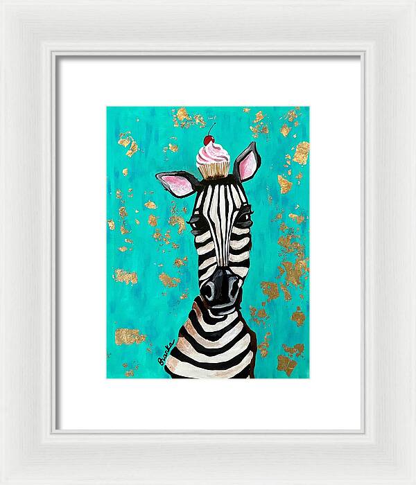 Cafe Art Cupcake Zebra - Framed Print