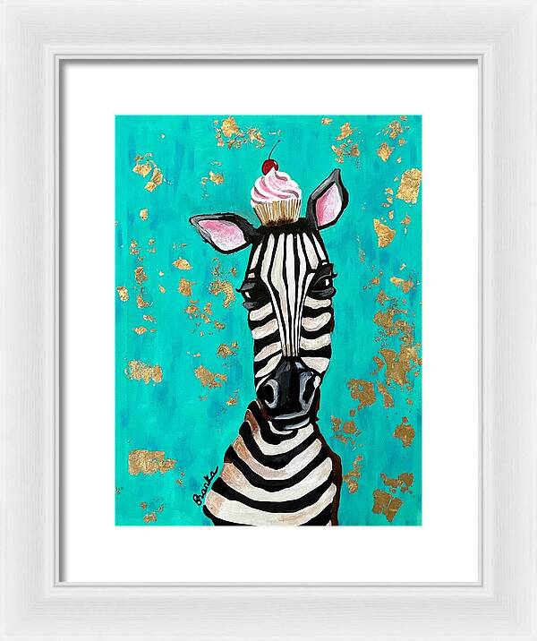 Cafe Art Cupcake Zebra - Framed Print