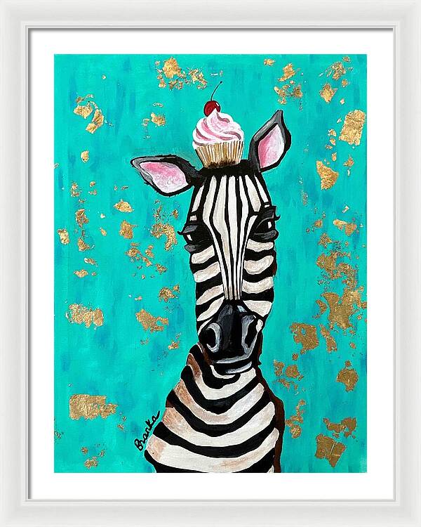 Cafe Art Cupcake Zebra - Framed Print