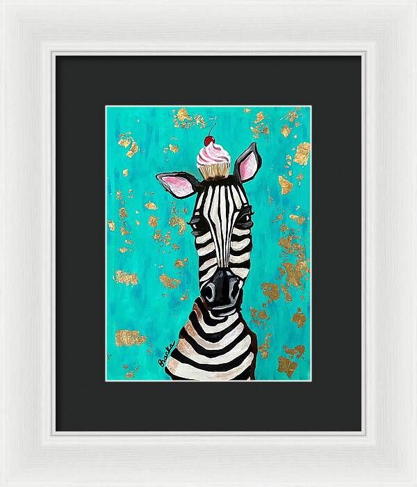 Cafe Art Cupcake Zebra - Framed Print