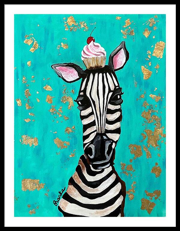 Cafe Art Cupcake Zebra - Framed Print