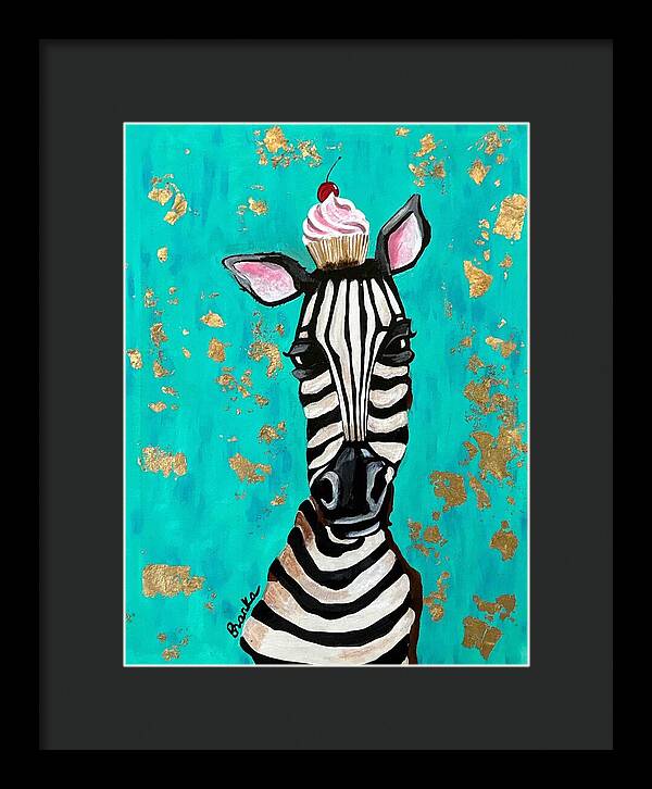 Cafe Art Cupcake Zebra - Framed Print