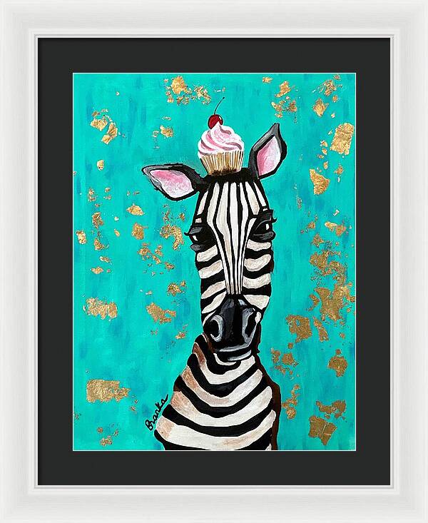 Cafe Art Cupcake Zebra - Framed Print