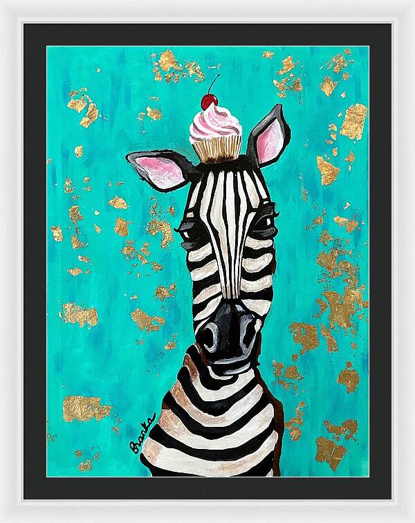 Cafe Art Cupcake Zebra - Framed Print