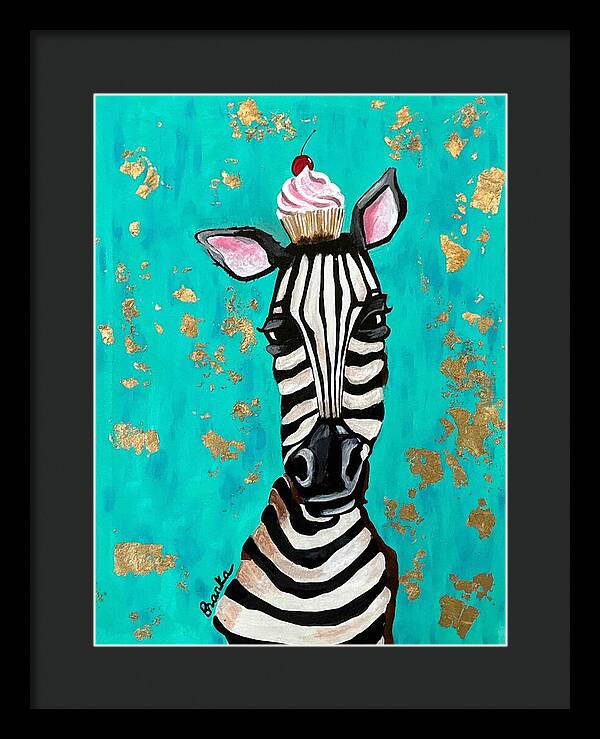 Cafe Art Cupcake Zebra - Framed Print