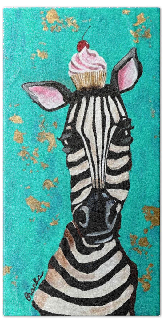 Cafe Art Cupcake Zebra - Beach Towel