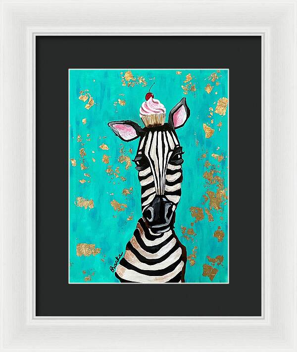 Cafe Art Cupcake Zebra - Framed Print