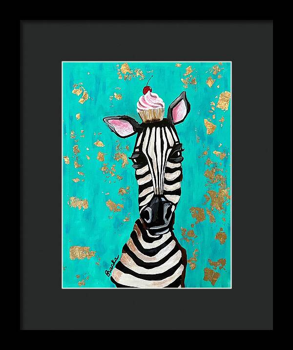 Cafe Art Cupcake Zebra - Framed Print