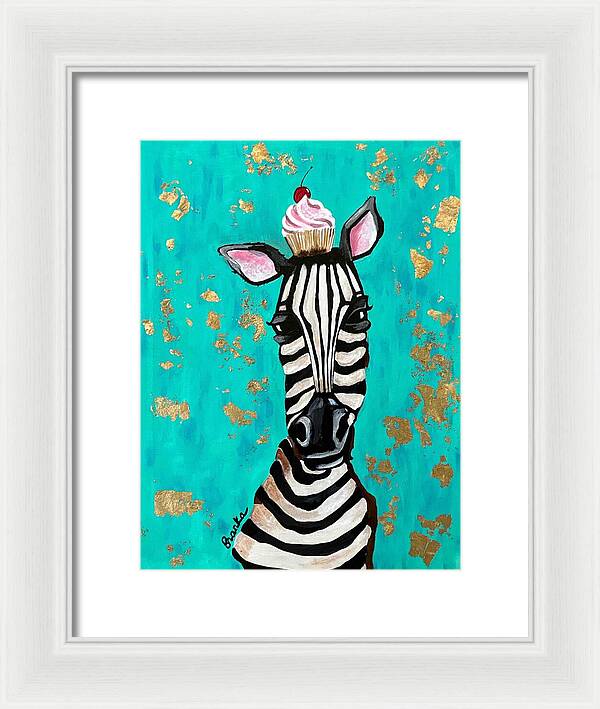 Cafe Art Cupcake Zebra - Framed Print