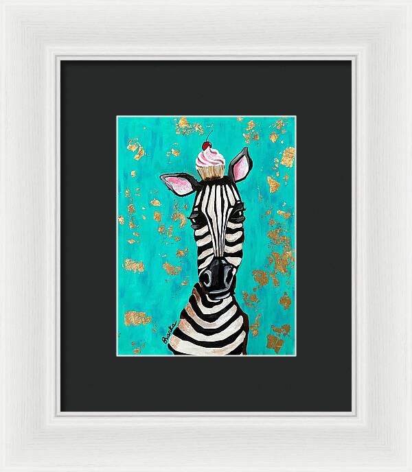 Cafe Art Cupcake Zebra - Framed Print