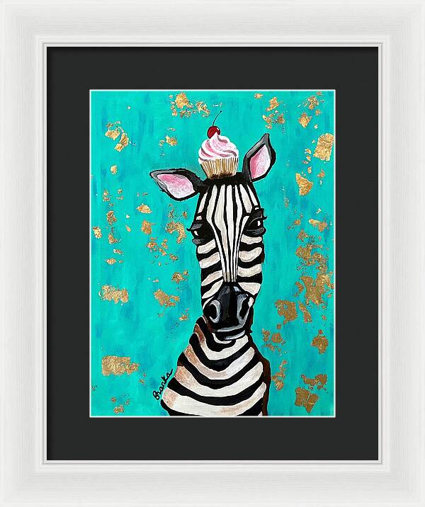 Cafe Art Cupcake Zebra - Framed Print