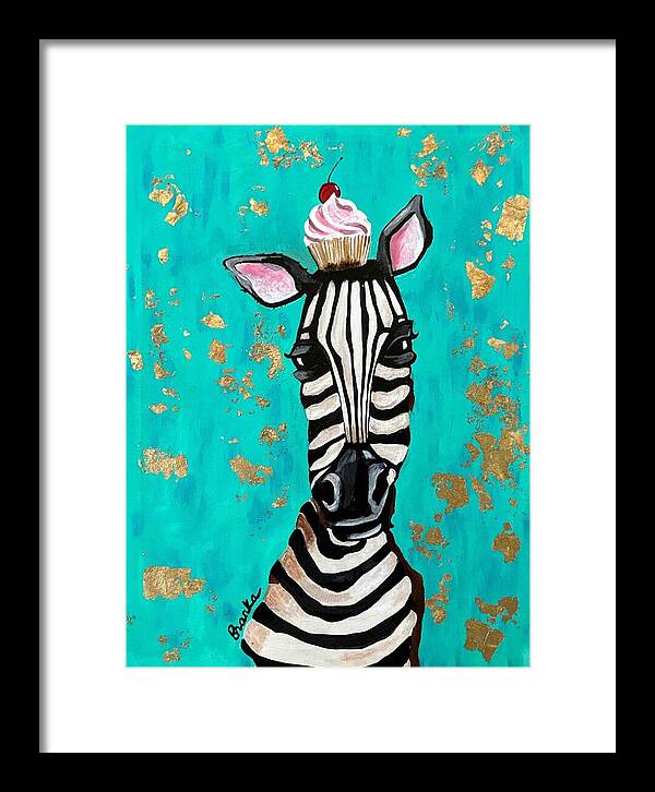 Cafe Art Cupcake Zebra - Framed Print