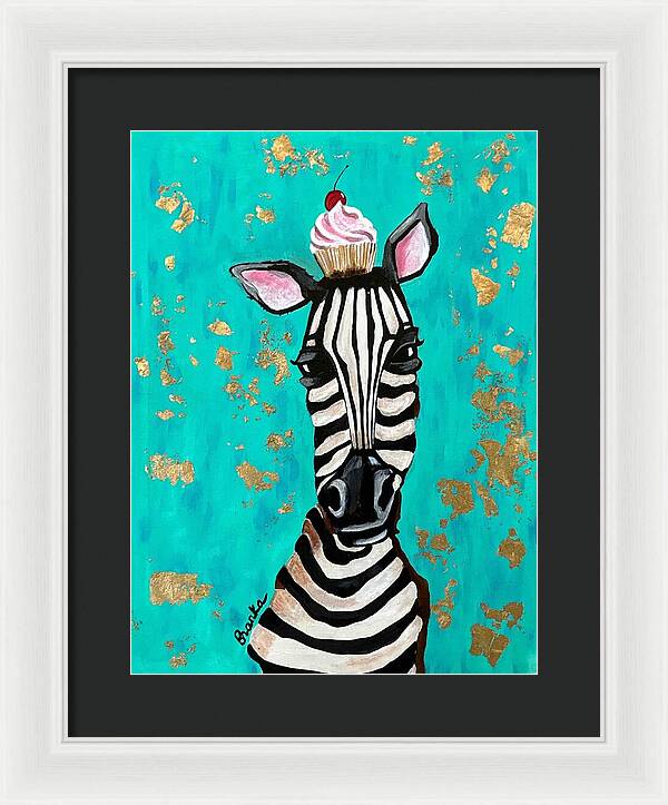 Cafe Art Cupcake Zebra - Framed Print