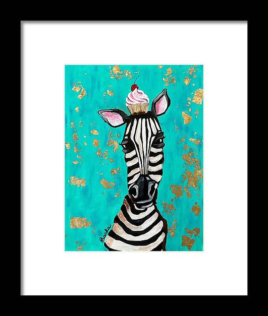 Cafe Art Cupcake Zebra - Framed Print