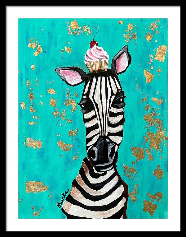 Cafe Art Cupcake Zebra - Framed Print