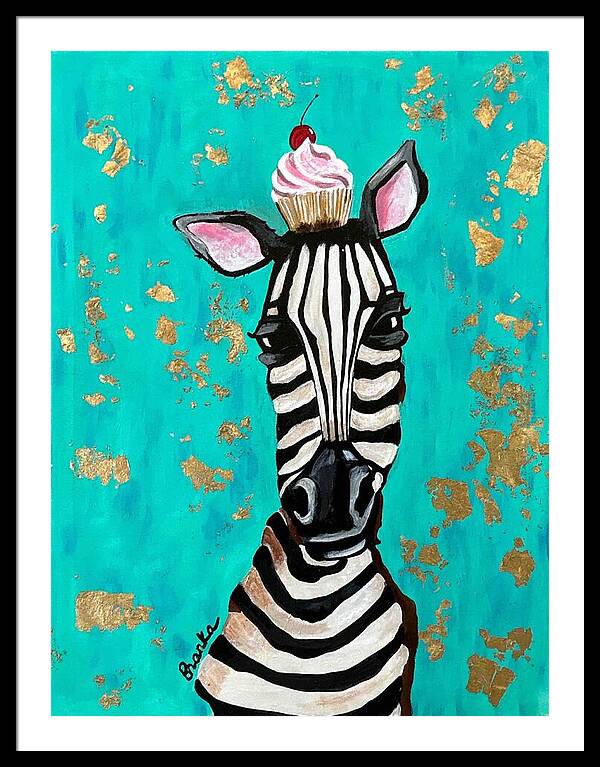 Cafe Art Cupcake Zebra - Framed Print