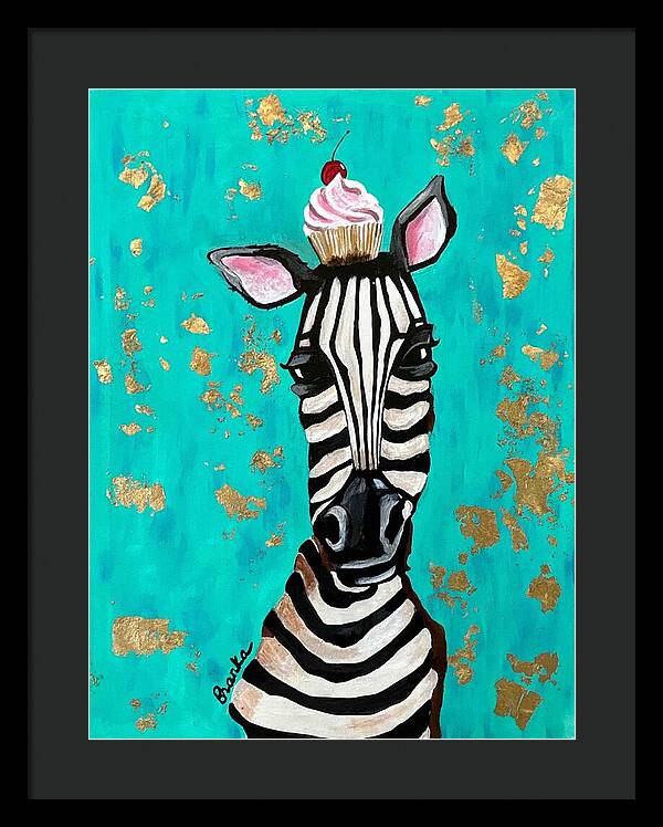 Cafe Art Cupcake Zebra - Framed Print