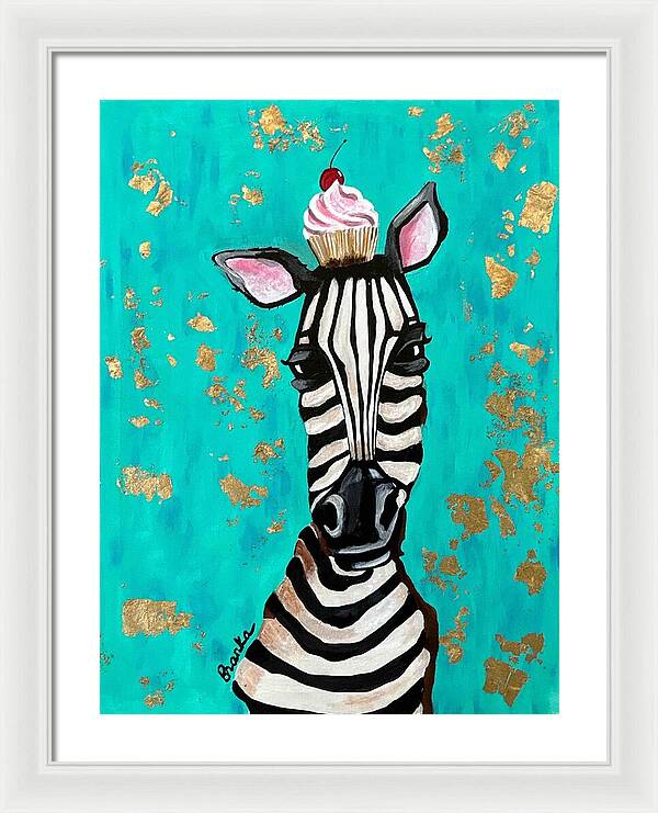 Cafe Art Cupcake Zebra - Framed Print