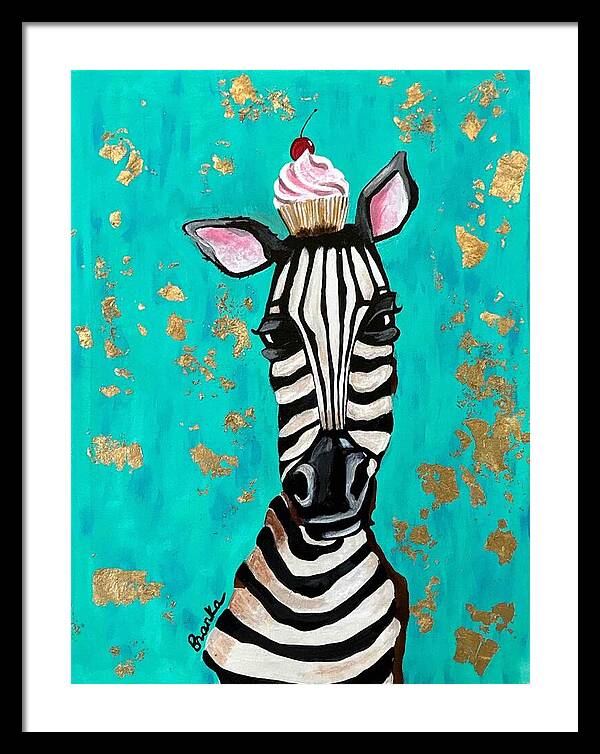 Cafe Art Cupcake Zebra - Framed Print