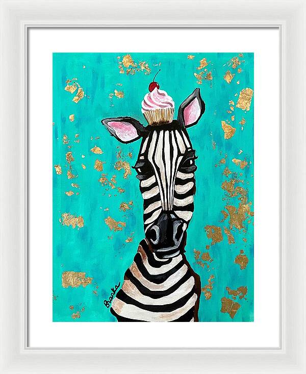 Cafe Art Cupcake Zebra - Framed Print