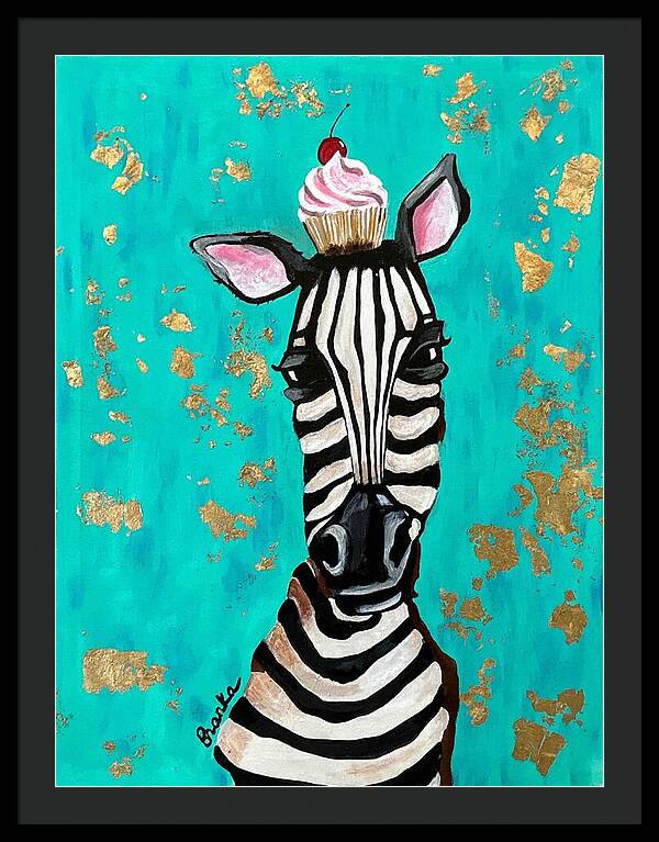 Cafe Art Cupcake Zebra - Framed Print