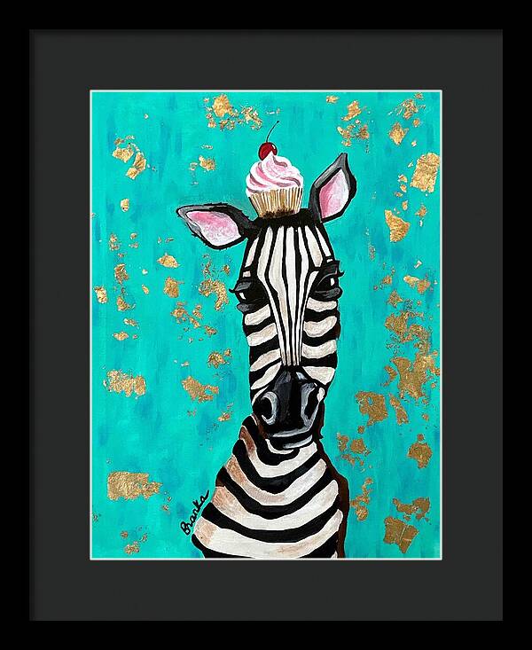 Cafe Art Cupcake Zebra - Framed Print