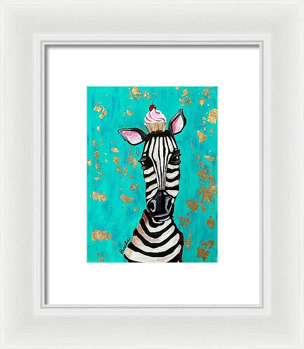 Cafe Art Cupcake Zebra - Framed Print