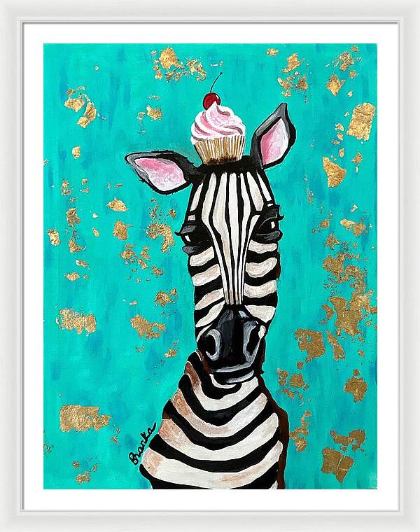 Cafe Art Cupcake Zebra - Framed Print