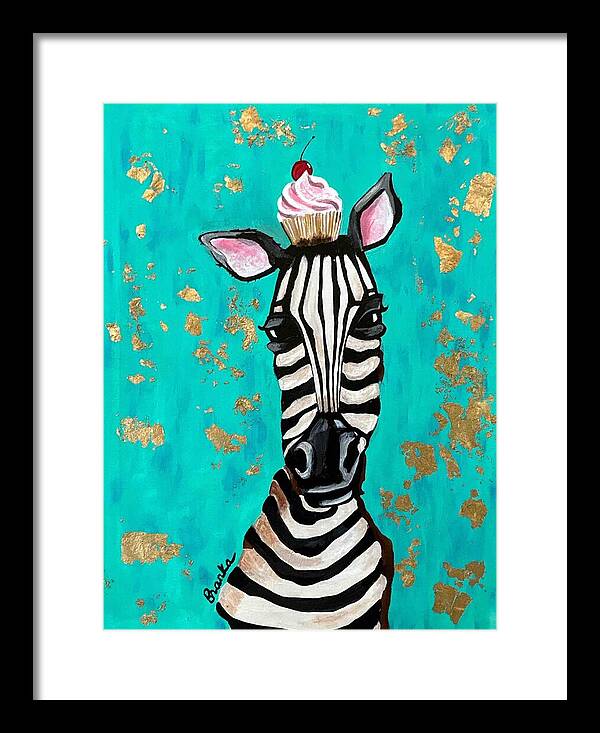 Cafe Art Cupcake Zebra - Framed Print