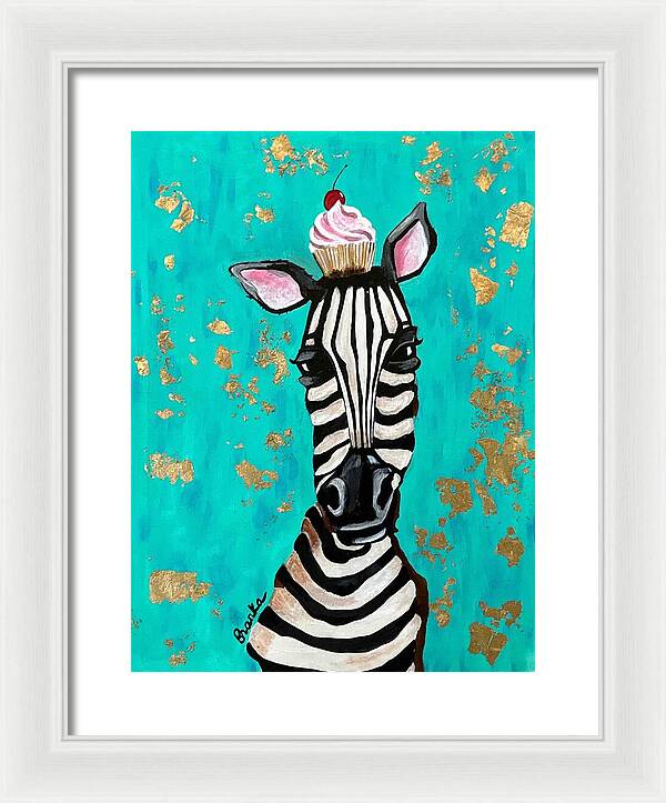 Cafe Art Cupcake Zebra - Framed Print