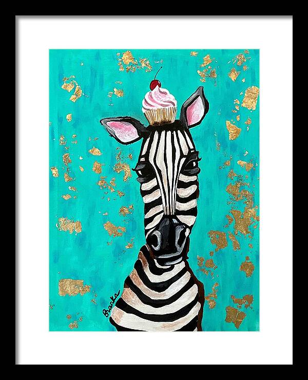 Cafe Art Cupcake Zebra - Framed Print