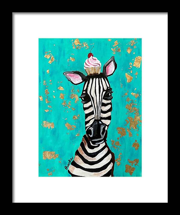 Cafe Art Cupcake Zebra - Framed Print