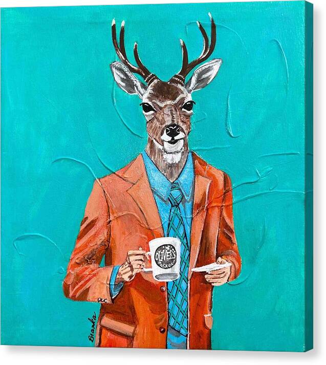 Coffee Shop Art Deer John - Canvas Print