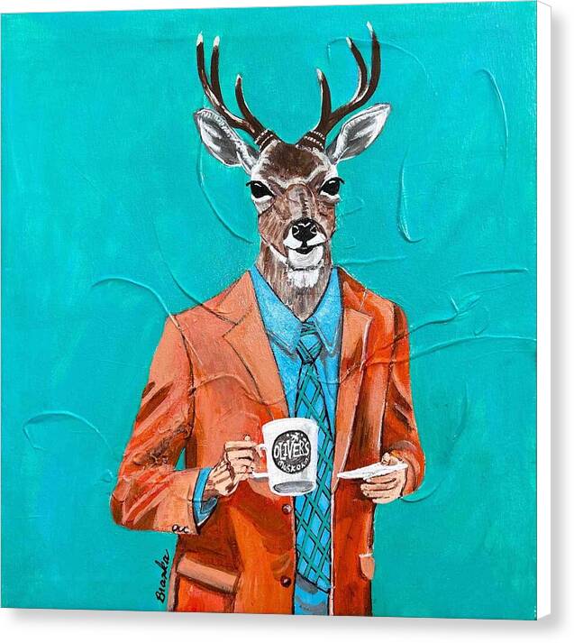 Coffee Shop Art Deer John - Canvas Print