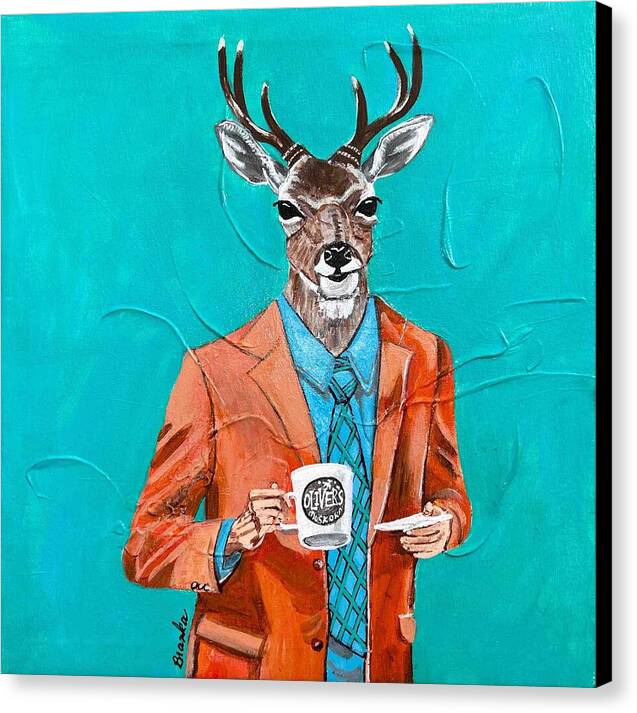 Coffee Shop Art Deer John - Canvas Print