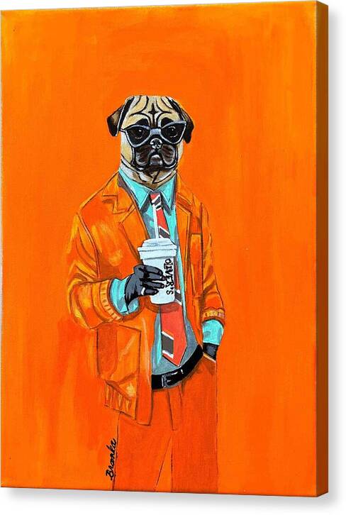 Coffee Shop Art Pug - Canvas Print