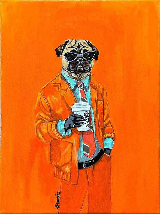 Coffee Shop Art Pug - Art Print