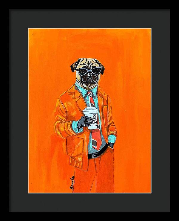 Coffee Shop Art Pug - Framed Print