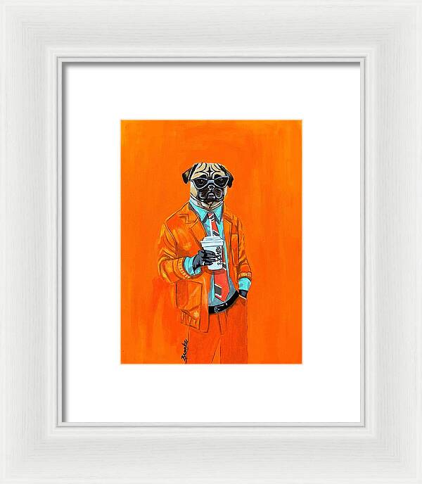 Coffee Shop Art Pug - Framed Print