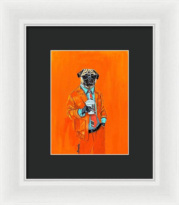 Coffee Shop Art Pug - Framed Print