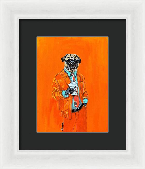 Coffee Shop Art Pug - Framed Print