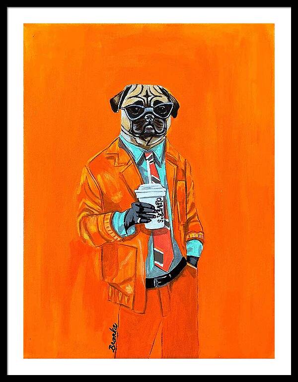 Coffee Shop Art Pug - Framed Print